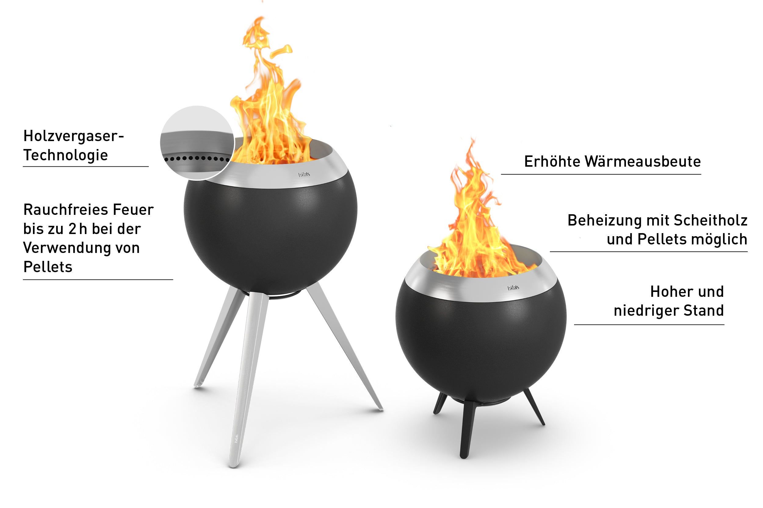 MOON 45 Fire basket with low feet