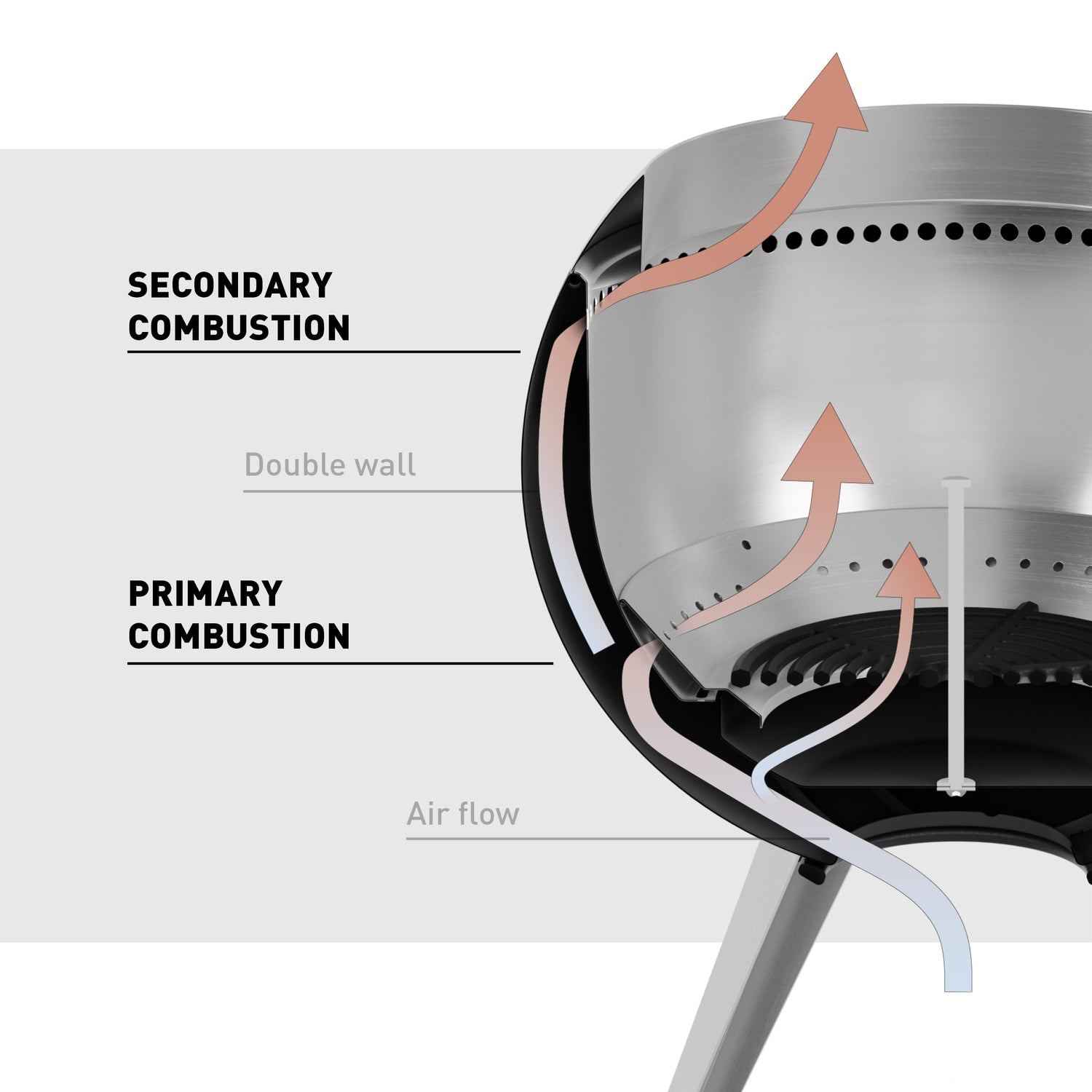 MOON 45 Fire Basket with high stand all black